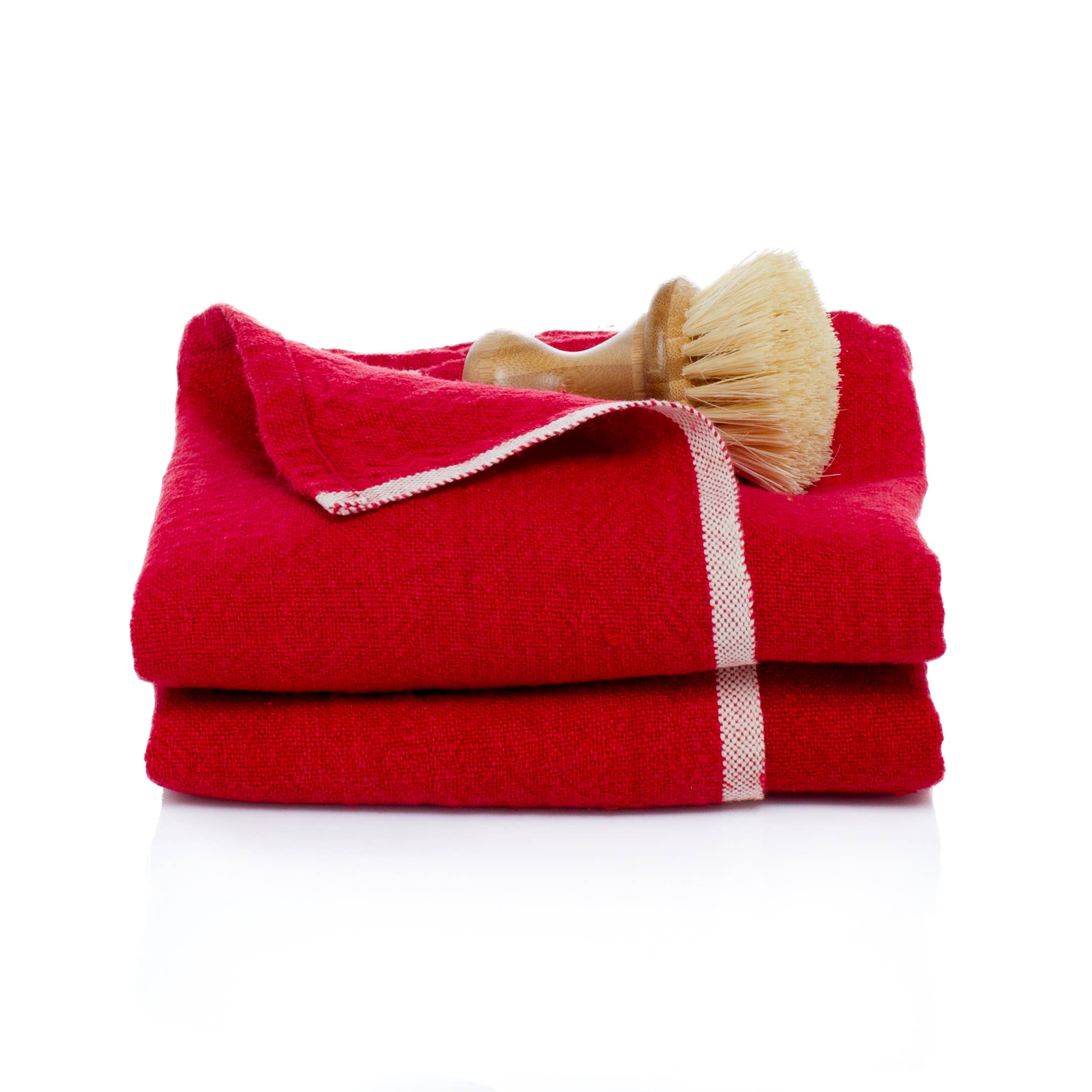 Chunky Linen Red Towel 20x30