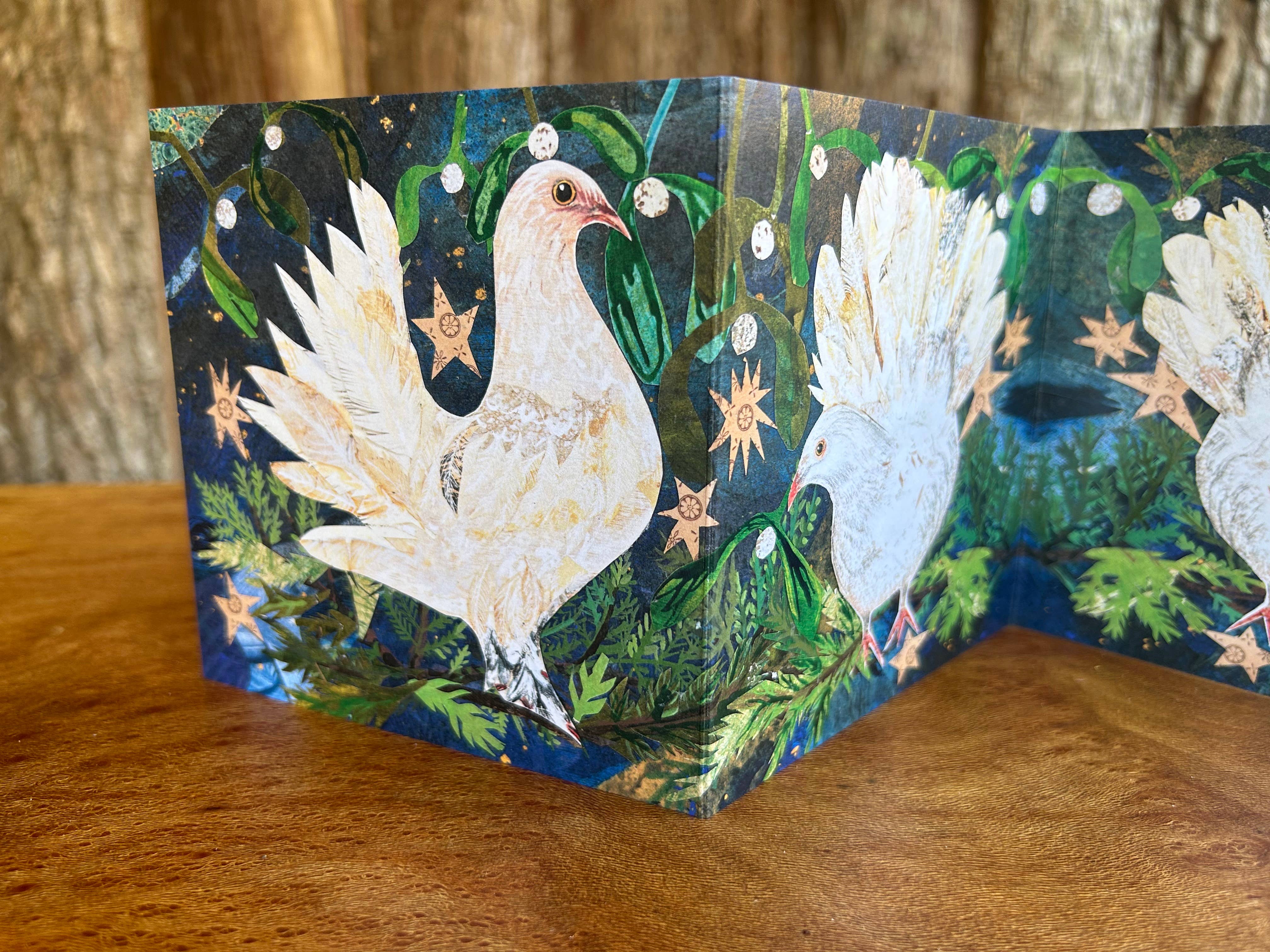 Winter Doves Fold out concertina greeting
Card