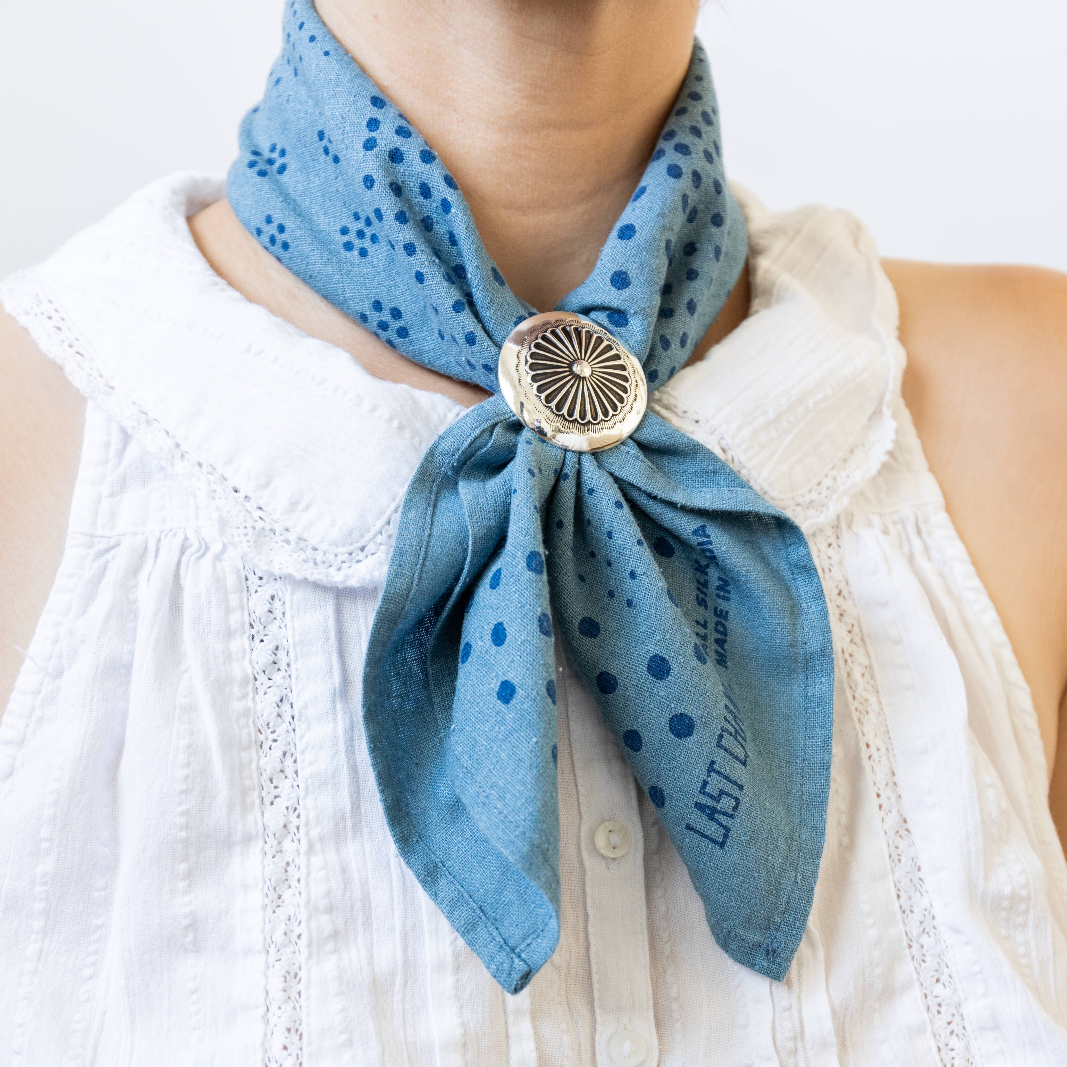 Natural Dye Silk Bandana | Indigo | Dot