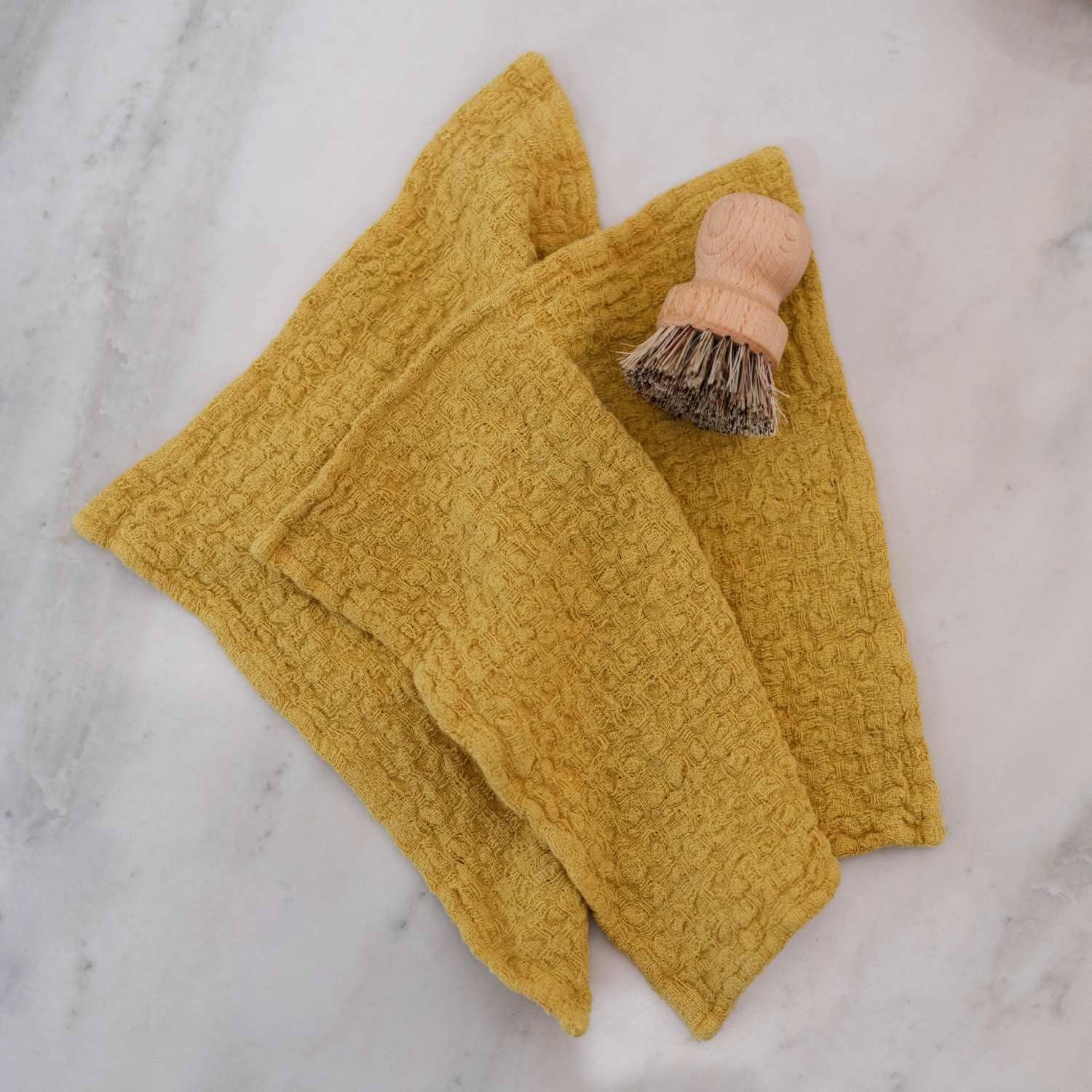 Lemon Curry Linen Dishcloth Set of 2