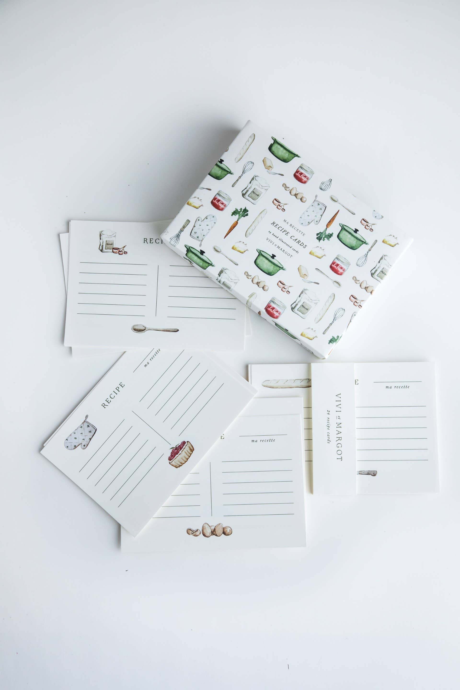 Hand Illustrated Recipe Card Box Set 24