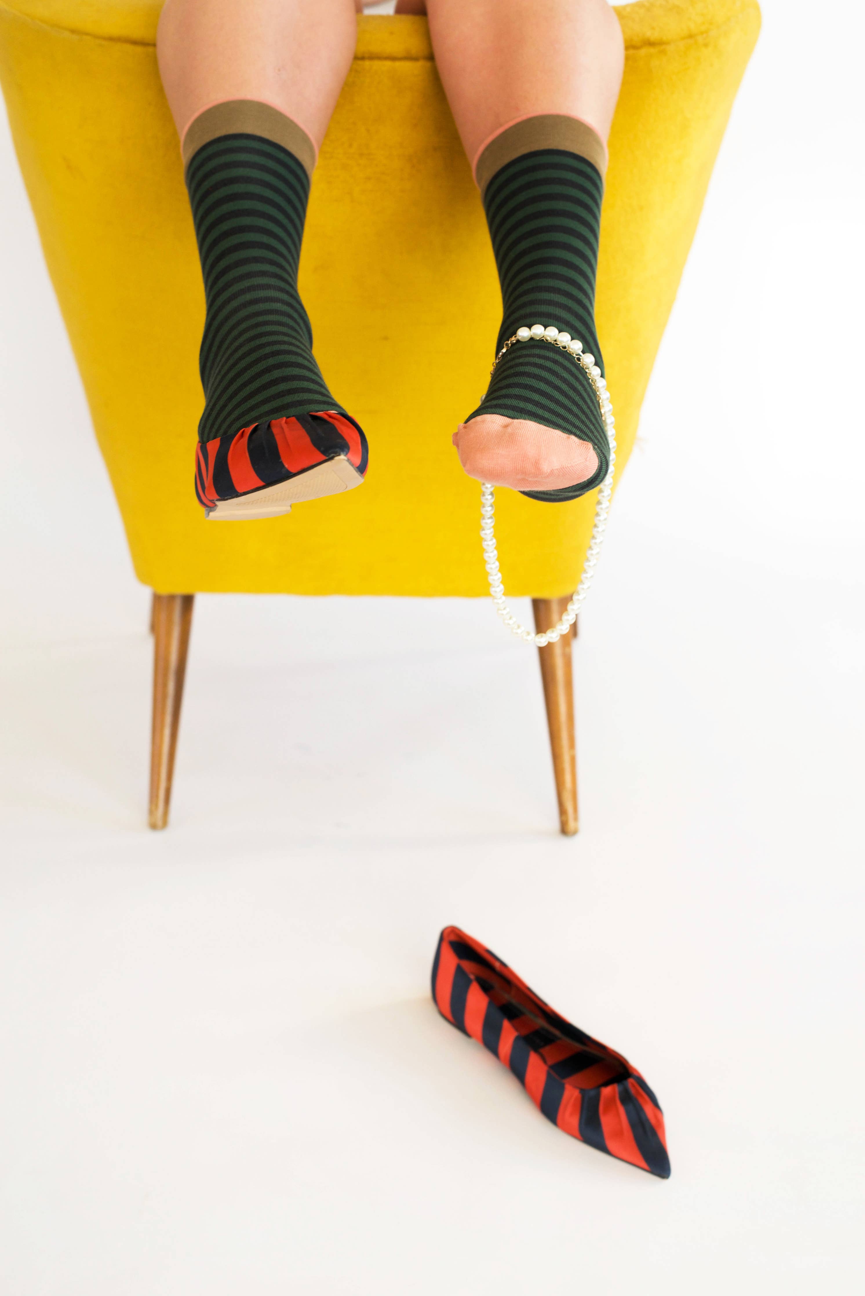 Faux Black Striped Sock