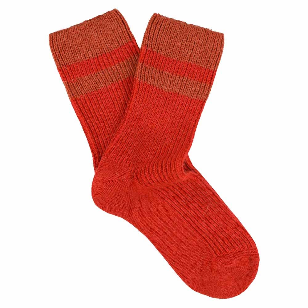 Women Cashmere Stripes Socks - Strong Orange / Orange