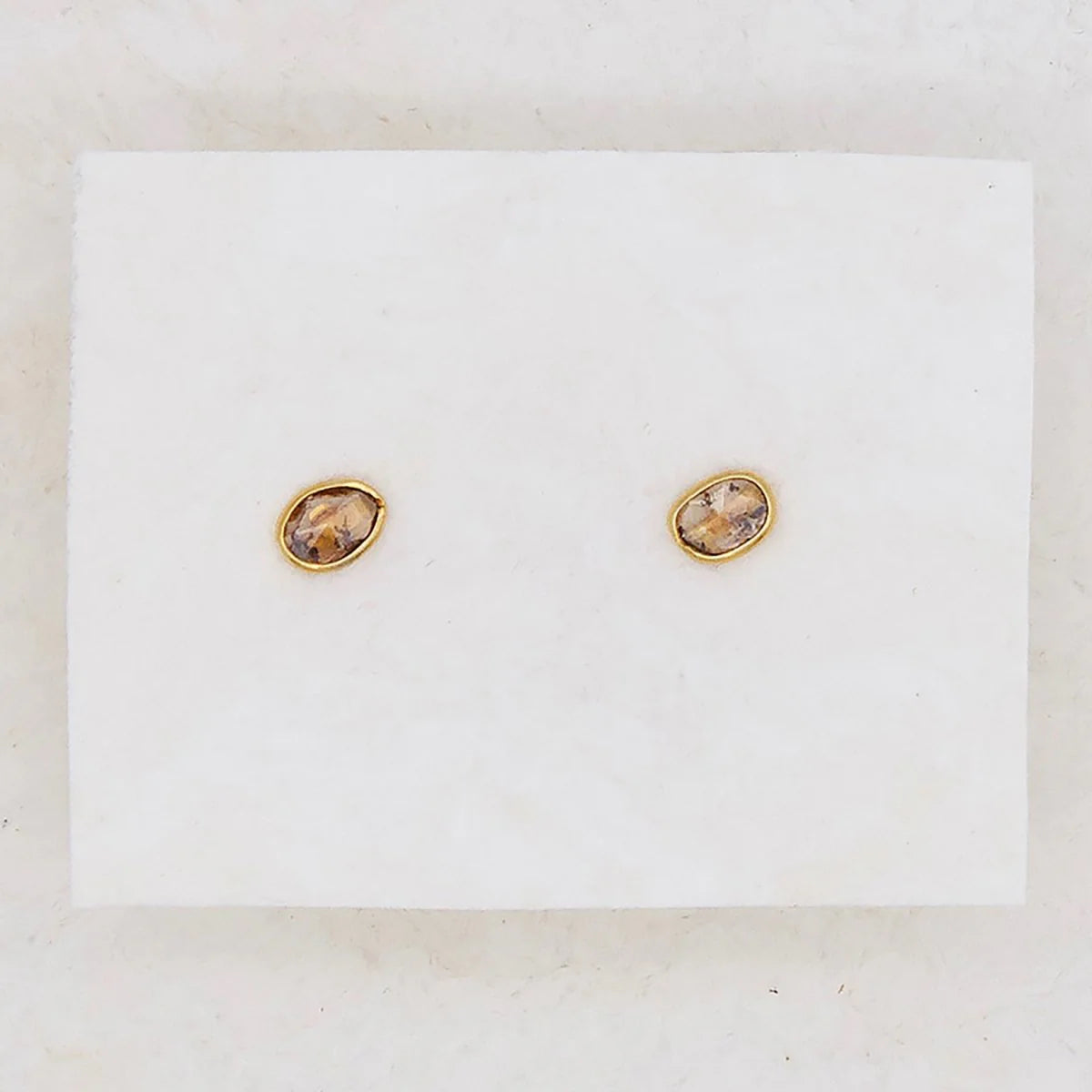 Faceted Champagne Diamond Studs