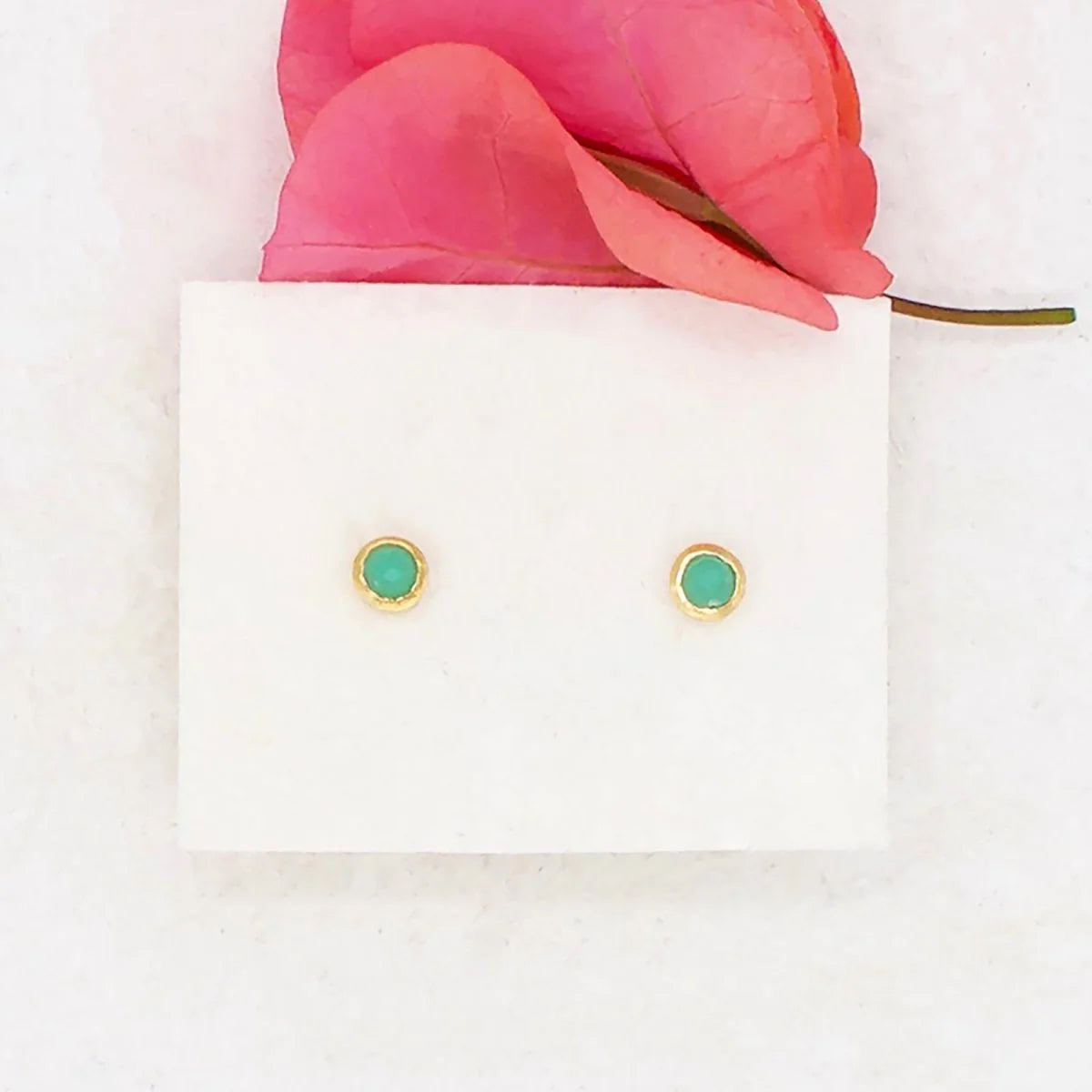 Faceted Gem Dot Stud Earrings