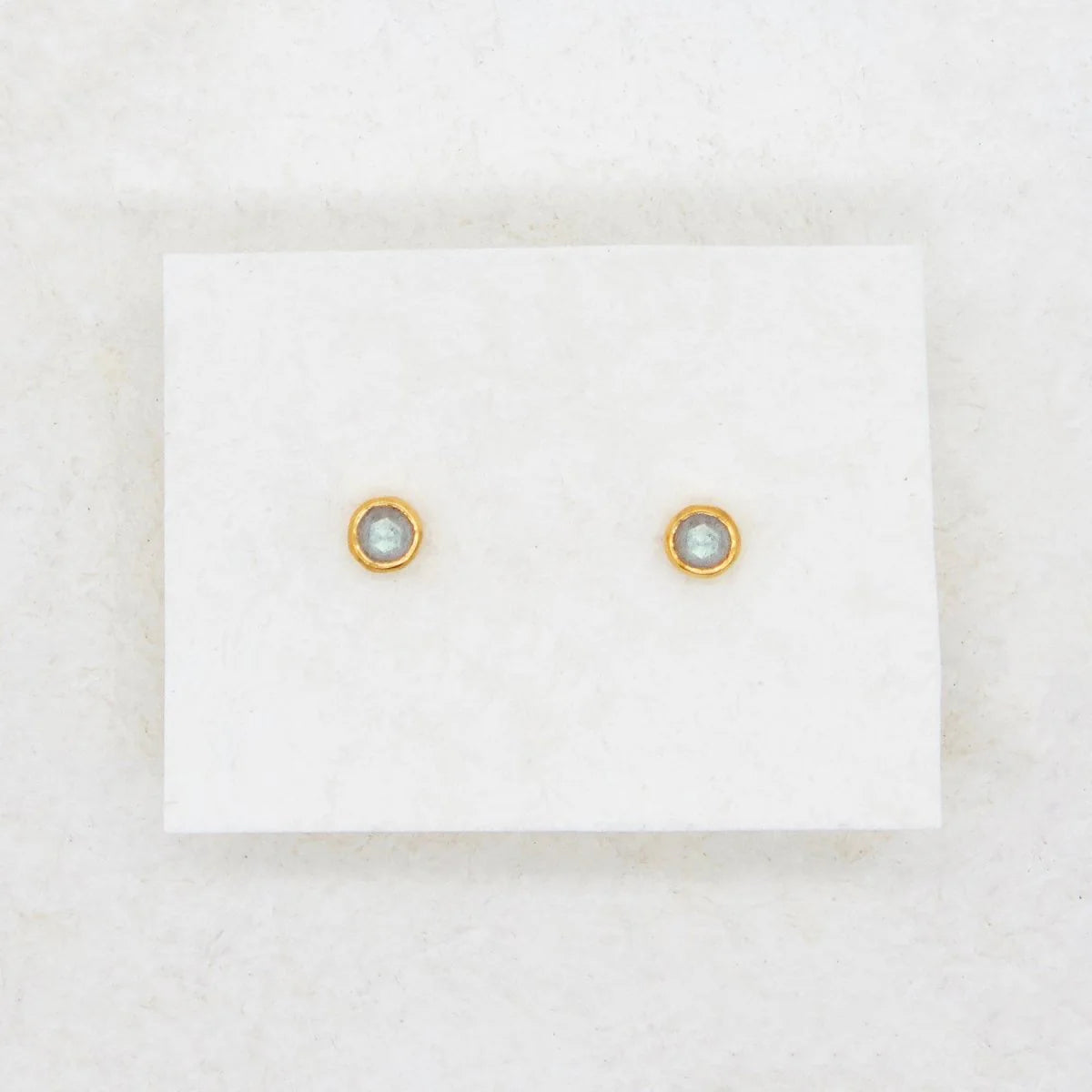 Faceted Gem Dot Stud Earrings