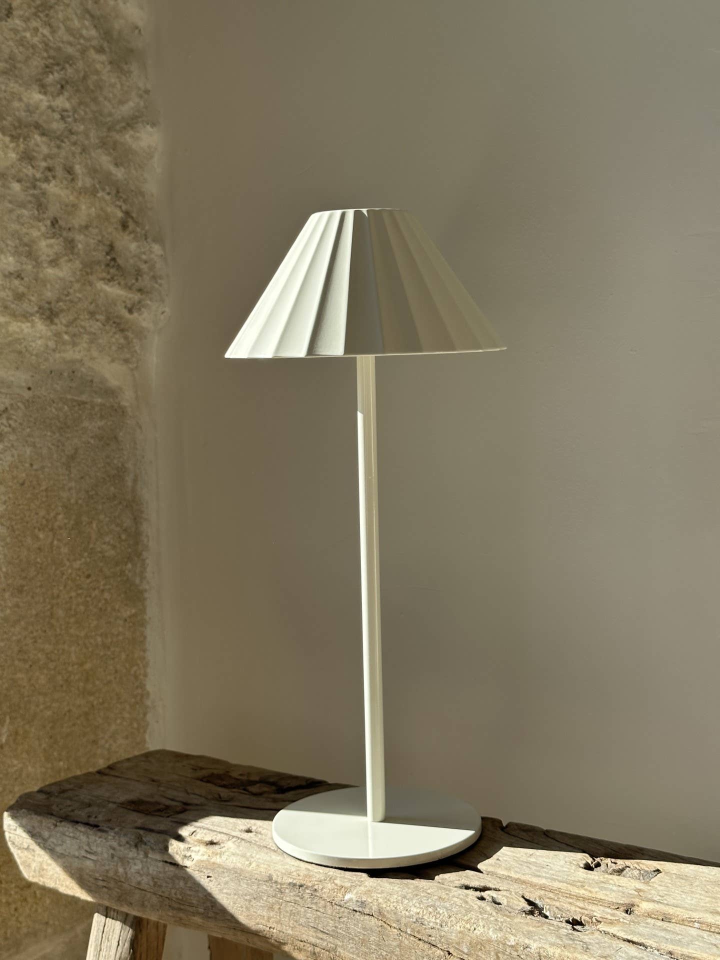 Cream Ruffled Shade Cordless French Bistro Lamp