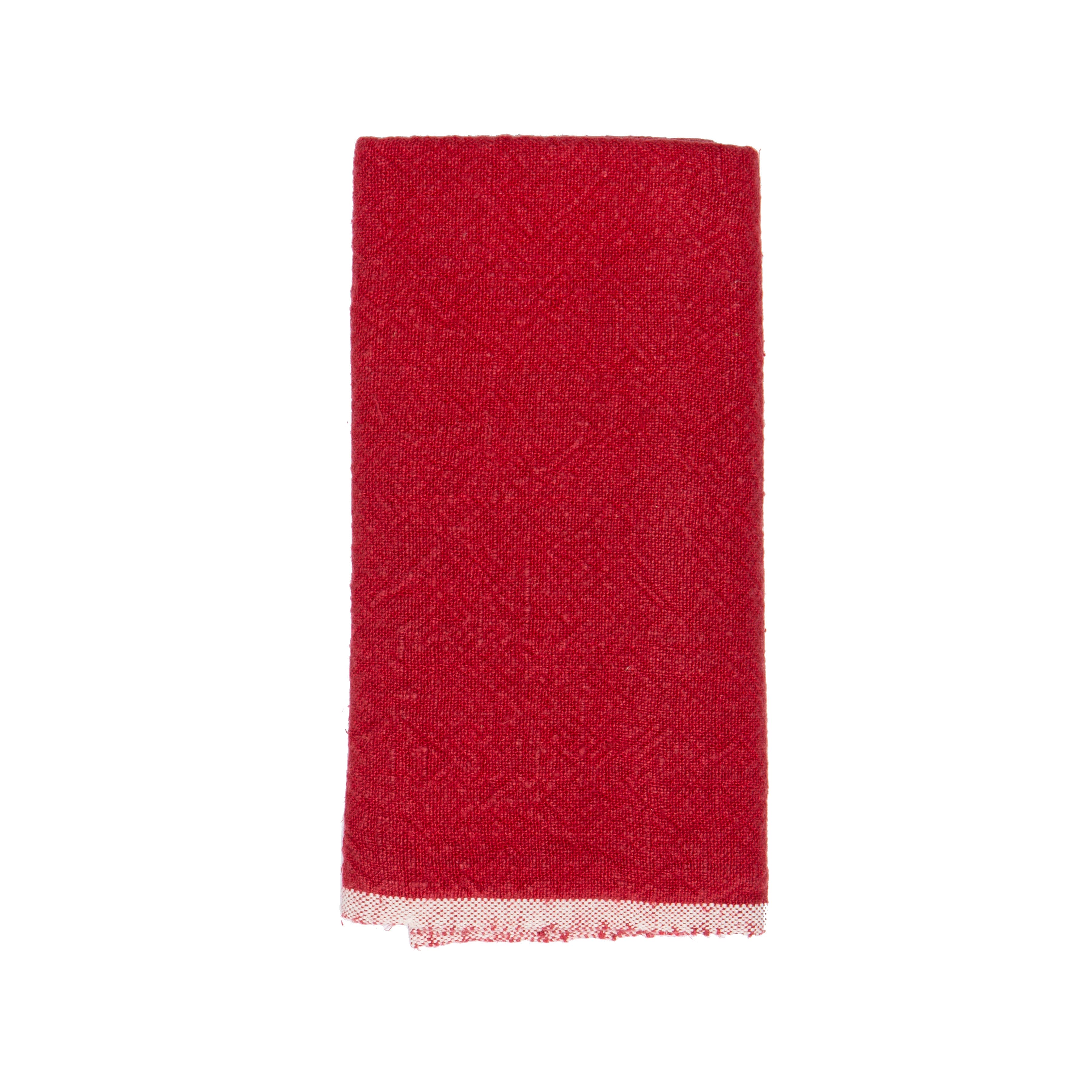 Chunky Linen Red Towel 20x30