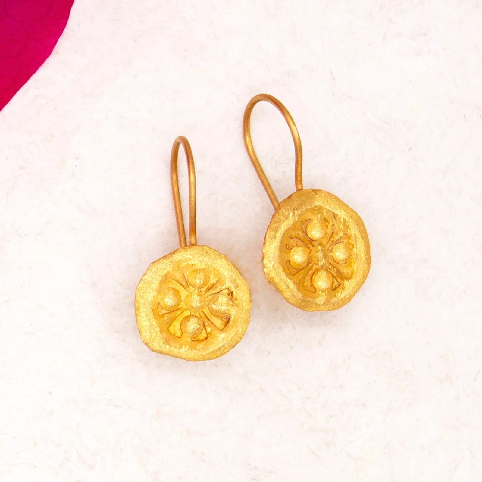 Flower Coin Talisman Earrings