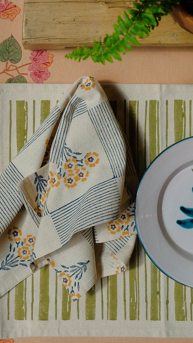 SHREYA - BLOCK-PRINTED TABLE NAPKINS - SET OF 4