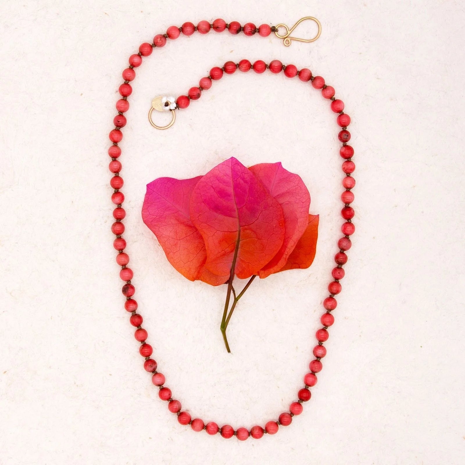 Knotted Italian Pink Coral Necklace