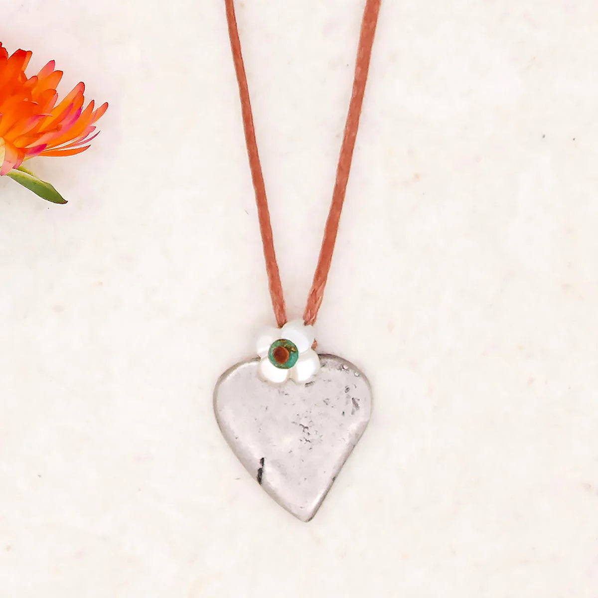 Sterling Large Heart Milagro Necklace